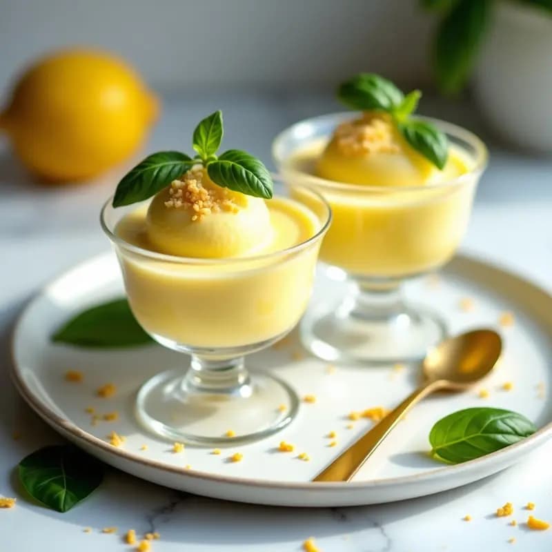 Gelato de Limón y Albahaca: Postre Italiano Vegano con Base de Anacardos