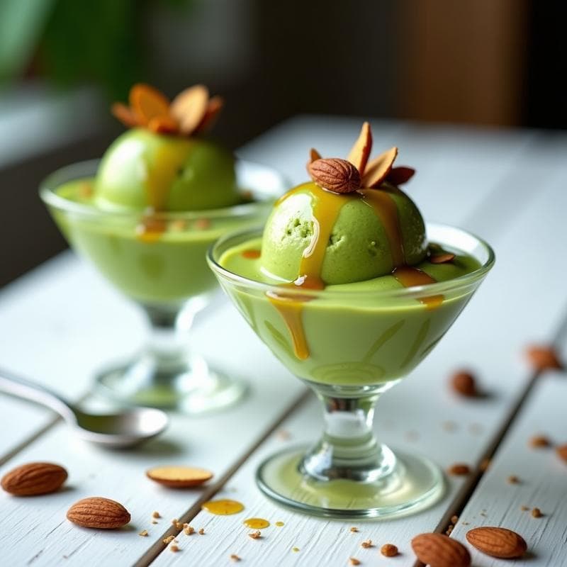 Gelato de Matcha y Almendras con Sirope de Agave: Postre Vegano Sin Lácteos en Thermomix
