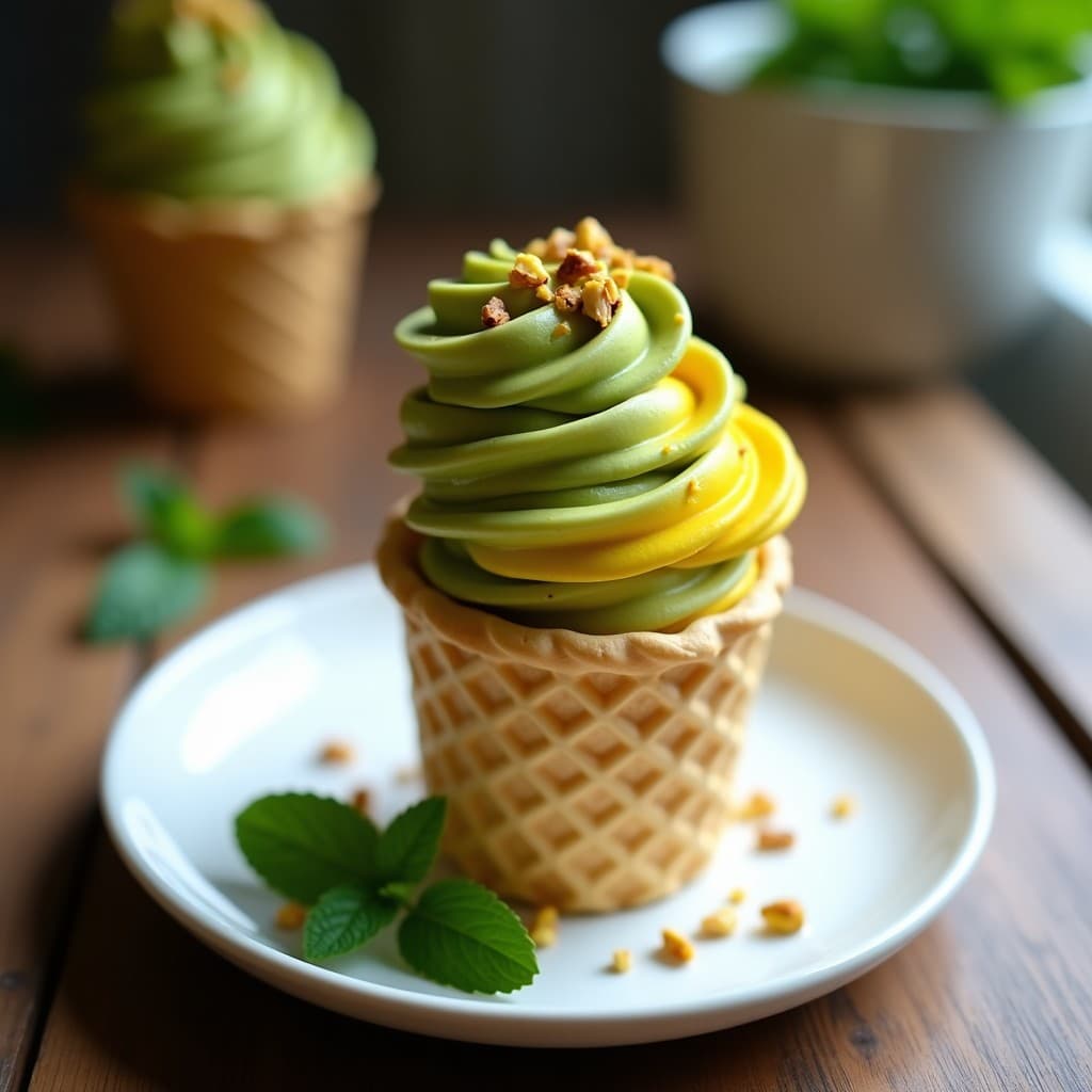 Gelato de Matcha y Cúrcuma con Trozos de Pistacho: Postre Italiano Sin Lactosa en Thermomix