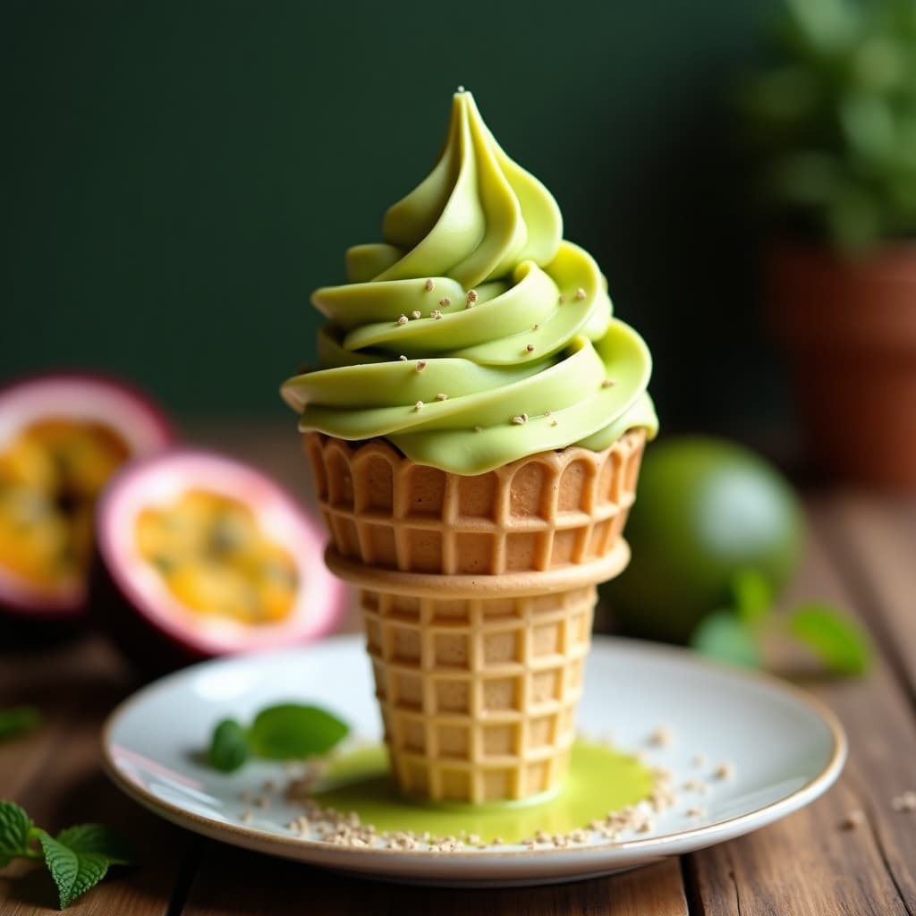 Gelato de Matcha y Maracuyá con Base de Aguacate: Postre Vegano Sin Azúcar y Sin Lácteos