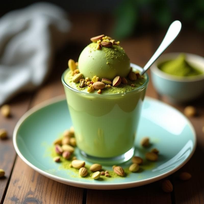 Gelato de Matcha y Pistacho: Postre Italiano Vegano Sin Azúcar en 5 Ingredientes