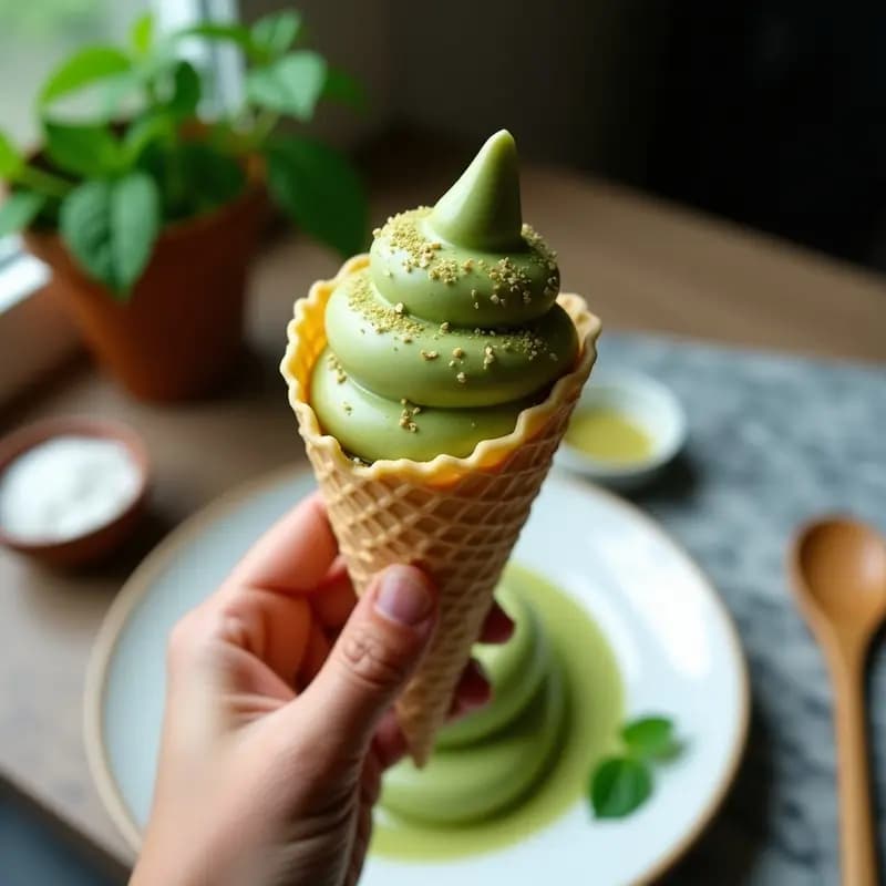 Gelato de Matcha y Semillas de Amapola: Postre Italiano Vegano con Antioxidantes