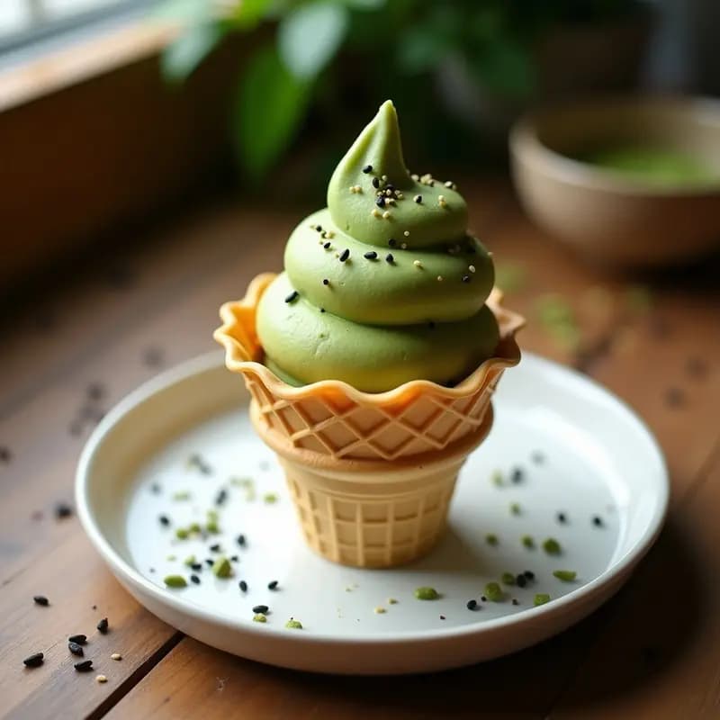 Gelato de Matcha y Sésamo Negro: Postre Italiano Sin Lactosa y Antioxidante
