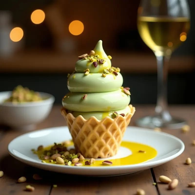 Gelato de Pistacho y Aceite de Oliva: Helado Italiano Artisanal Sin Azúcar