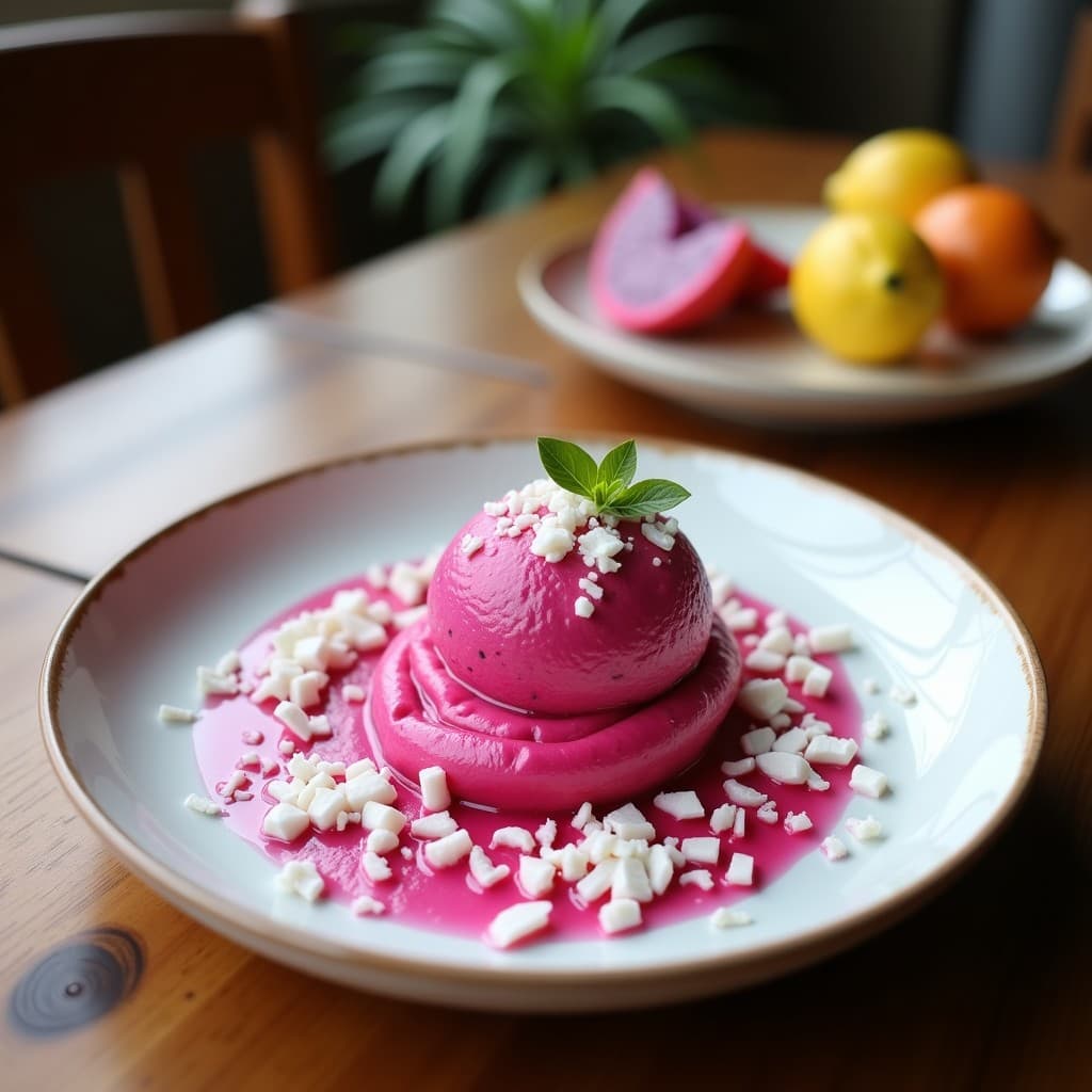 Gelato de Pitaya y Limón con Virutas de Coco: Postre Italiano Sin Azúcar en Airfryer
