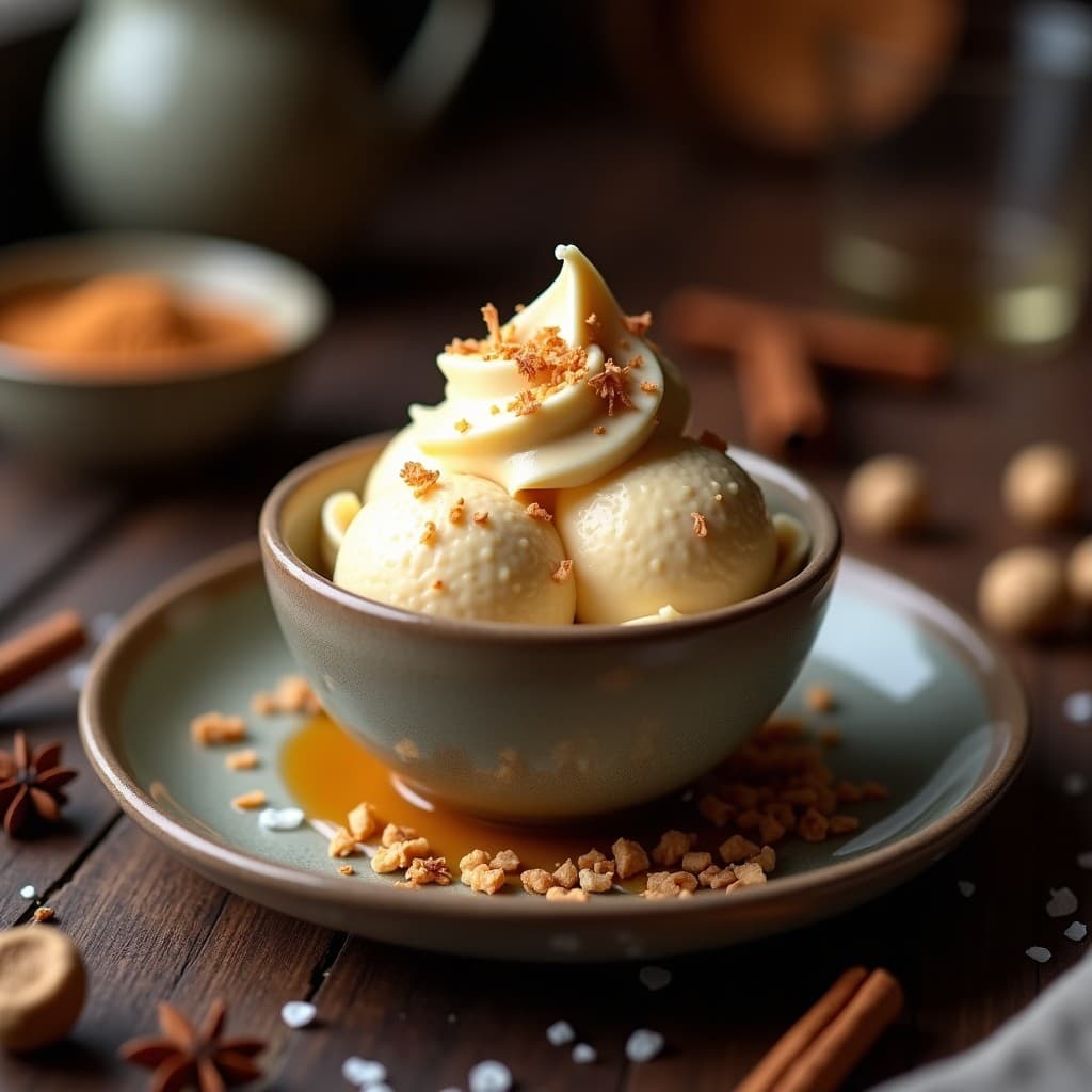 Gelato de Té Chai y Caramelo Salado: Postre Italiano Sin Azúcar con Heladera Casera
