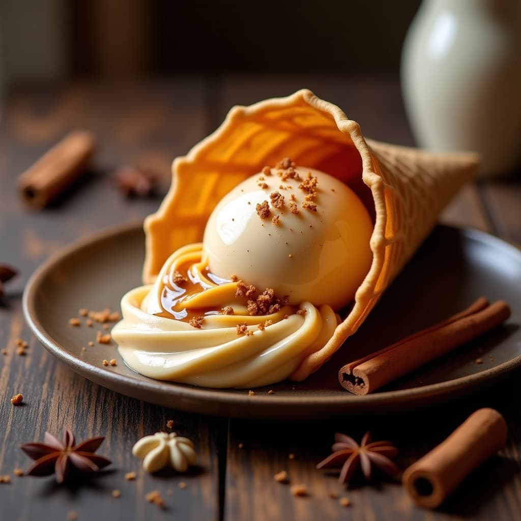 Gelato de Té Chai y Caramelo Salado: Postre Italiano Sin Lácteos con Toque Especiado