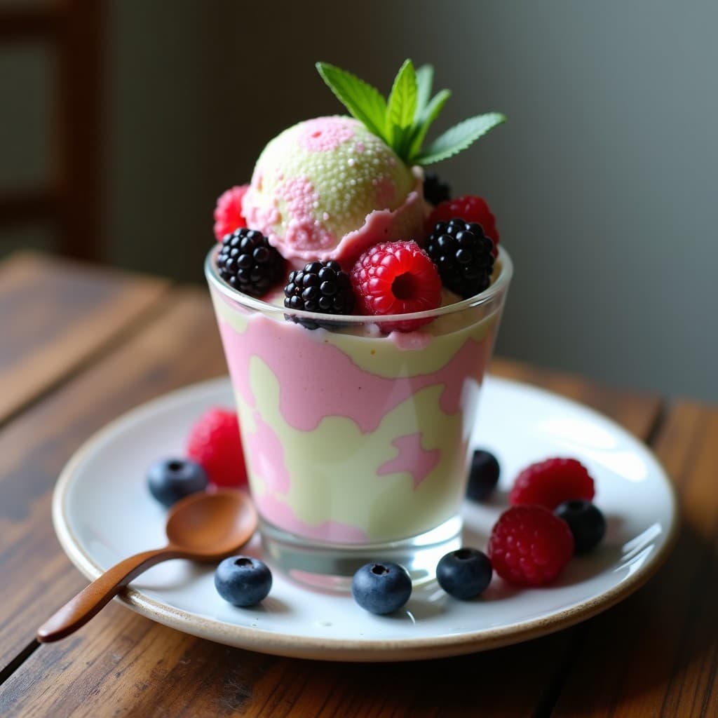 Gelato de Wasabi y Frutos del Bosque: Postre Italiano Sorprendente Sin Lactosa