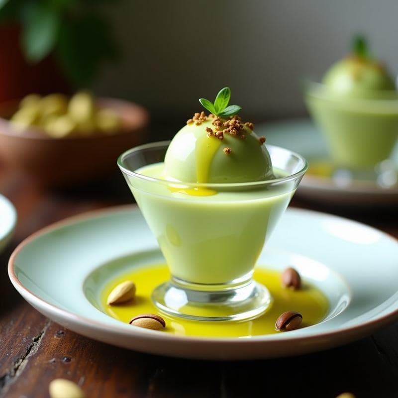 Gelatto de Pistacho y Aceite de Oliva: Postre Italiano Keto y Sin Azúcar