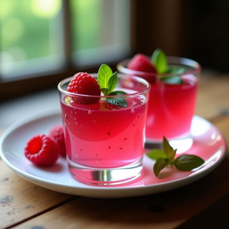 Gelée de Frambuesa y Albahaca: Postre Francés Sin Azúcar con Agar-Agar
