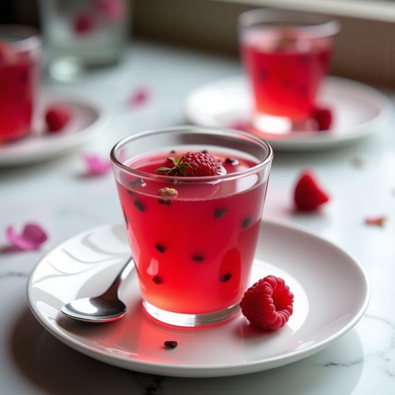 Gelée de Frambuesa y Semillas de Chía: Postre Sin Azúcar con Toque de Rosa y Vainilla