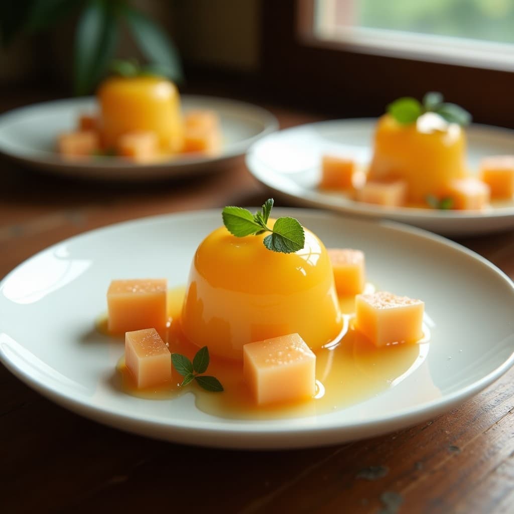 Gelée de Litchi y Limón Yuzu con Hojas de Mentas: Postre Asiático Sin Azúcar y Vegano