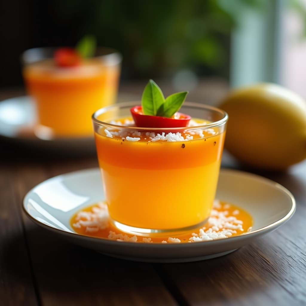 Gelée de Mango y Chile Habanero con Hoja de Lima Kaffir: Postre Tailandés Picante y Dulce