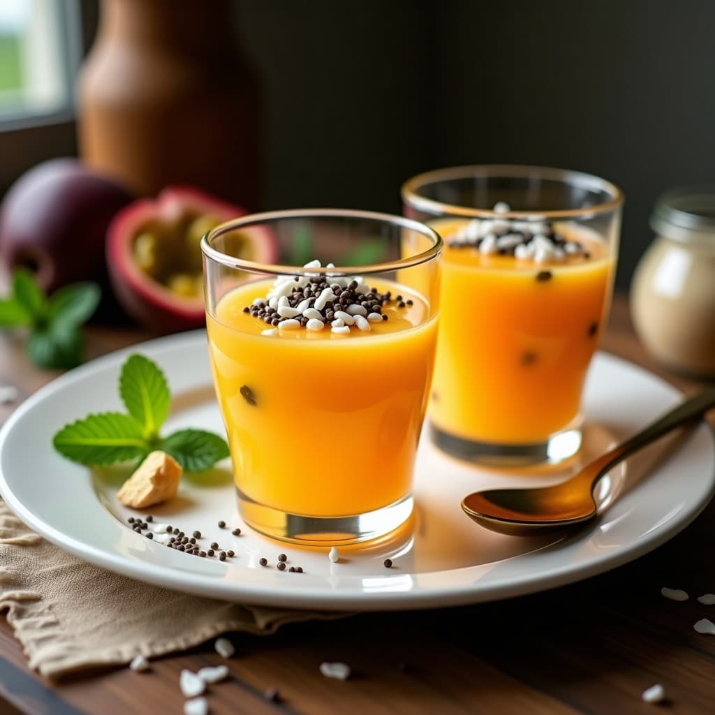Gelée de Maracuyá y Jengibre con Semillas de Chía: Postre Vegano Sin Cocción