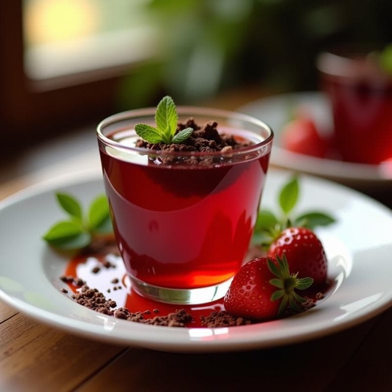 Gelée de Vinagre Balsámico y Fresas con Virutas de Chocolate Negro: Postre Italiano Sin Azúcar