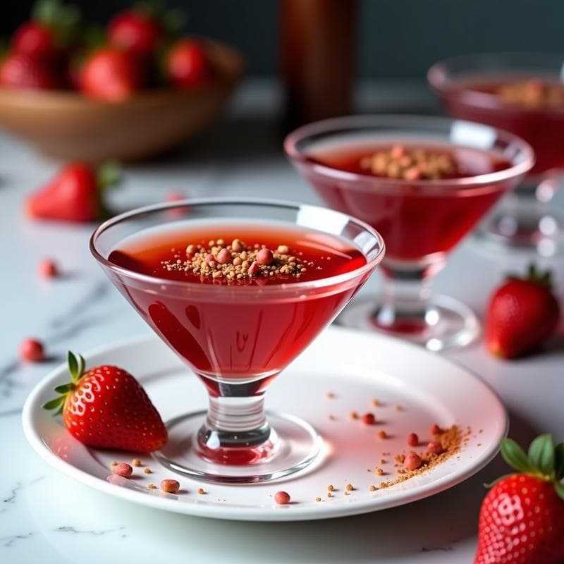 Gelée de Vinagre Balsámico con Fresas y Pimienta Rosa: Postre Francés Vegano y Sofisticado