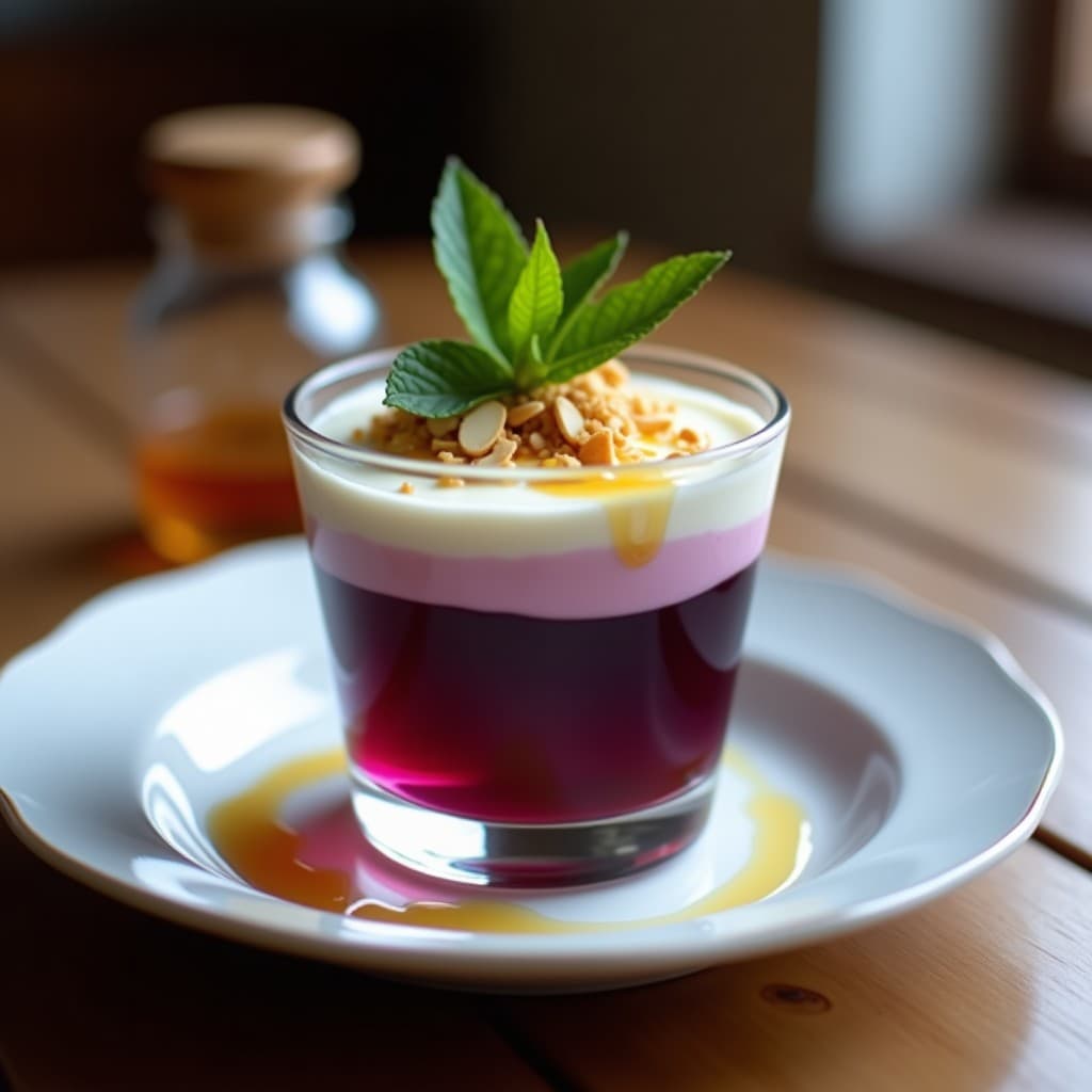 Gelée de Wildeberry con Crema de Queso de Cabaña y Miel de Manuka: Postre Inglés Gourmet