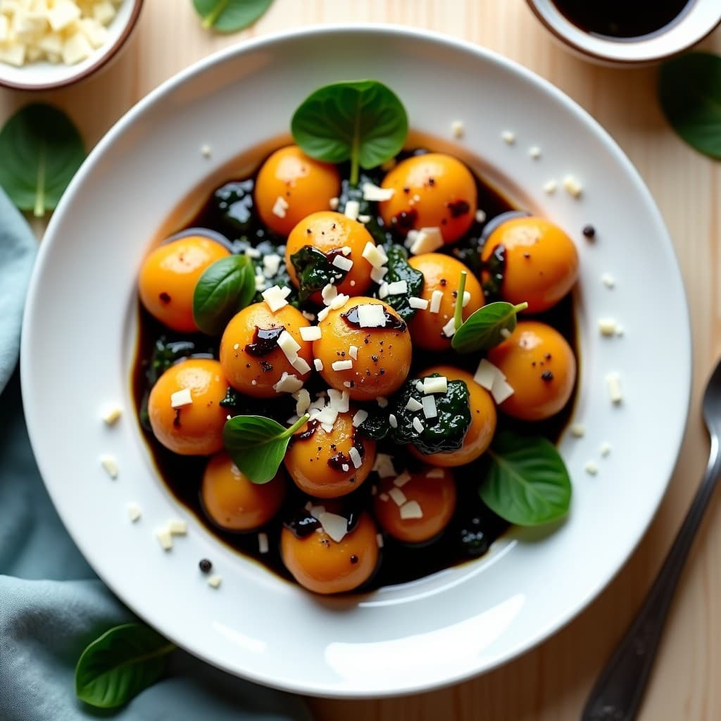 Gnocchi de Batata y Espinacas con Salsa de Ajo Negro: Receta Keto en Airfryer