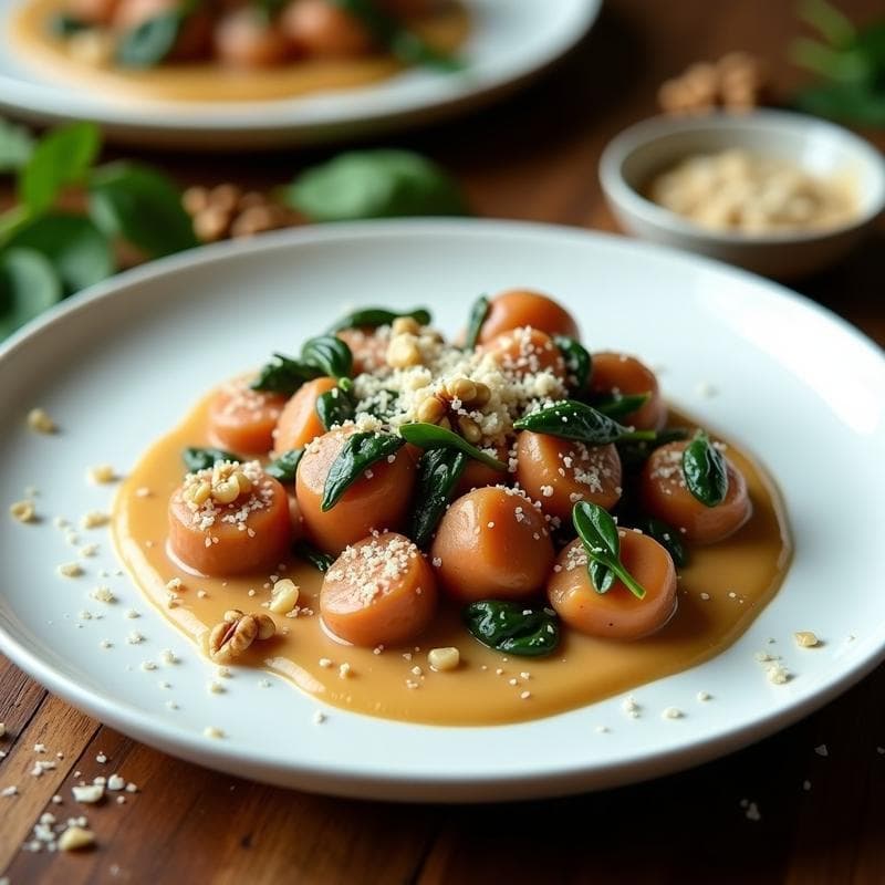 Gnocchi de Boniato y Espinacas con Salsa de Nueces: Receta Keto y Sin Harina en 25 Minutos