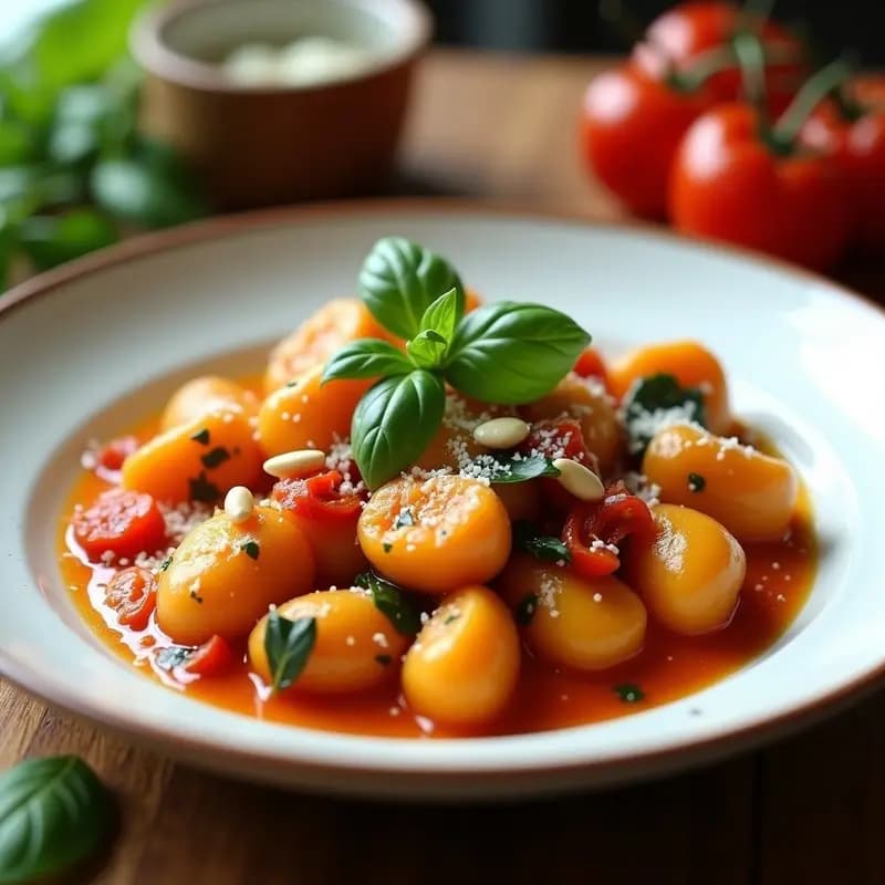 Gnocchi de Boniato y Espinacas con Salsa de Tomates Secos: Receta Italiana Sin Gluten