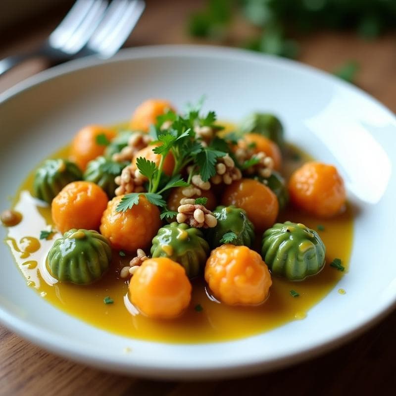 Gnocchi de Boniato y Espirulina con Salsa de mostaza de Dijon: Receta Keto Sin Gluten