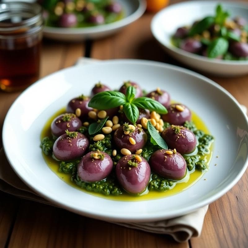 Gnocchi de Boniato Morado con Pesto de Albahaca y Piñones: Receta Sin Gluten en 25 Minutos