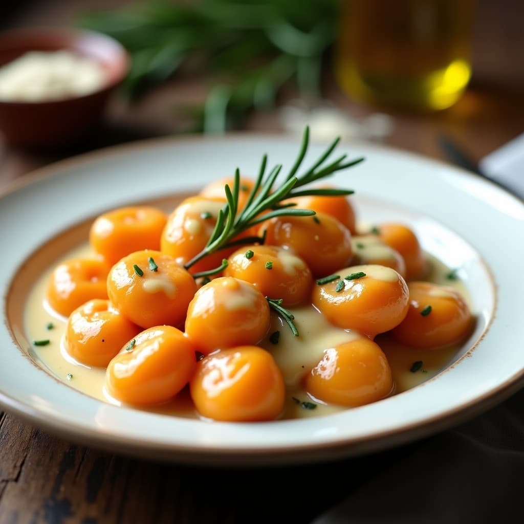 Gnocchi de Boniato y Queso de Almendra con Salsa de Romero: Receta Italiana Sin Lácteos