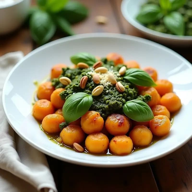 Gnocchi de Boniato y Quinoa al Pesto de Espinacas: Receta Italiana Sin Gluten y Keto
