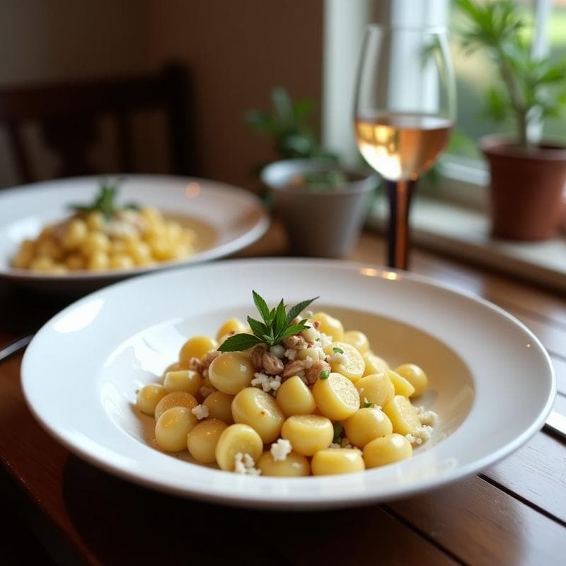 Gnocchi de Boniato con Salsa de Gorgonzola y Nueces: Plato Principal italiano Sin Gluten