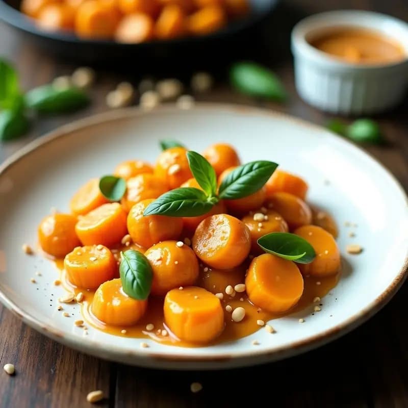 Gnocchi de Camote con Salsa de Butter de Maní y Albahaca: Receta Italiana Vegana y Sin Gluten