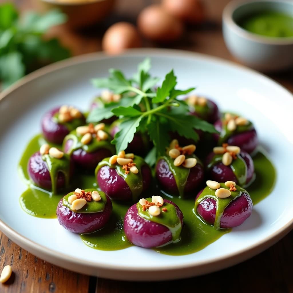 Gnocchi de Camote Morado con Pesto de Rúcula: Receta Sin Gluten en Airfryer