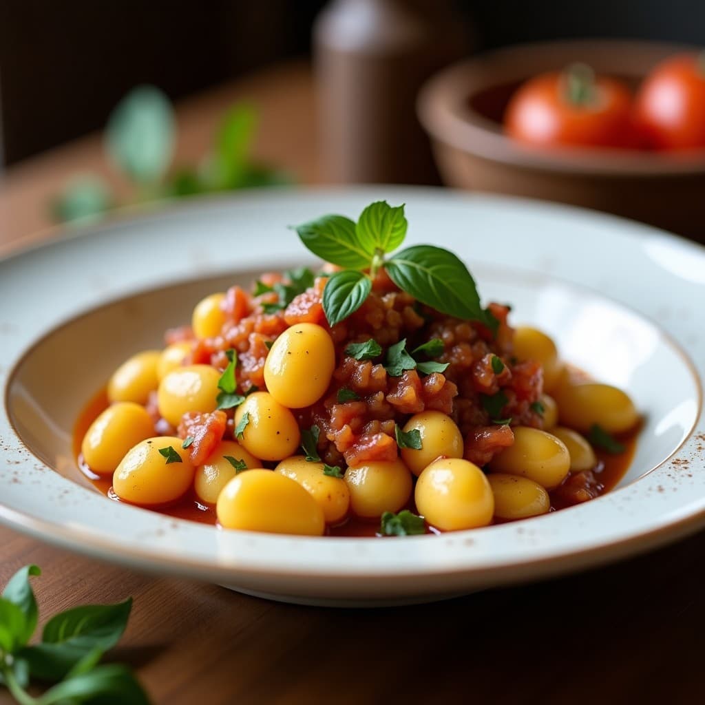 Gnocchi de Ñame y Cúrcuma con Salsa de Champiñones y Ajo Negro: Receta Italiana Sin Harina