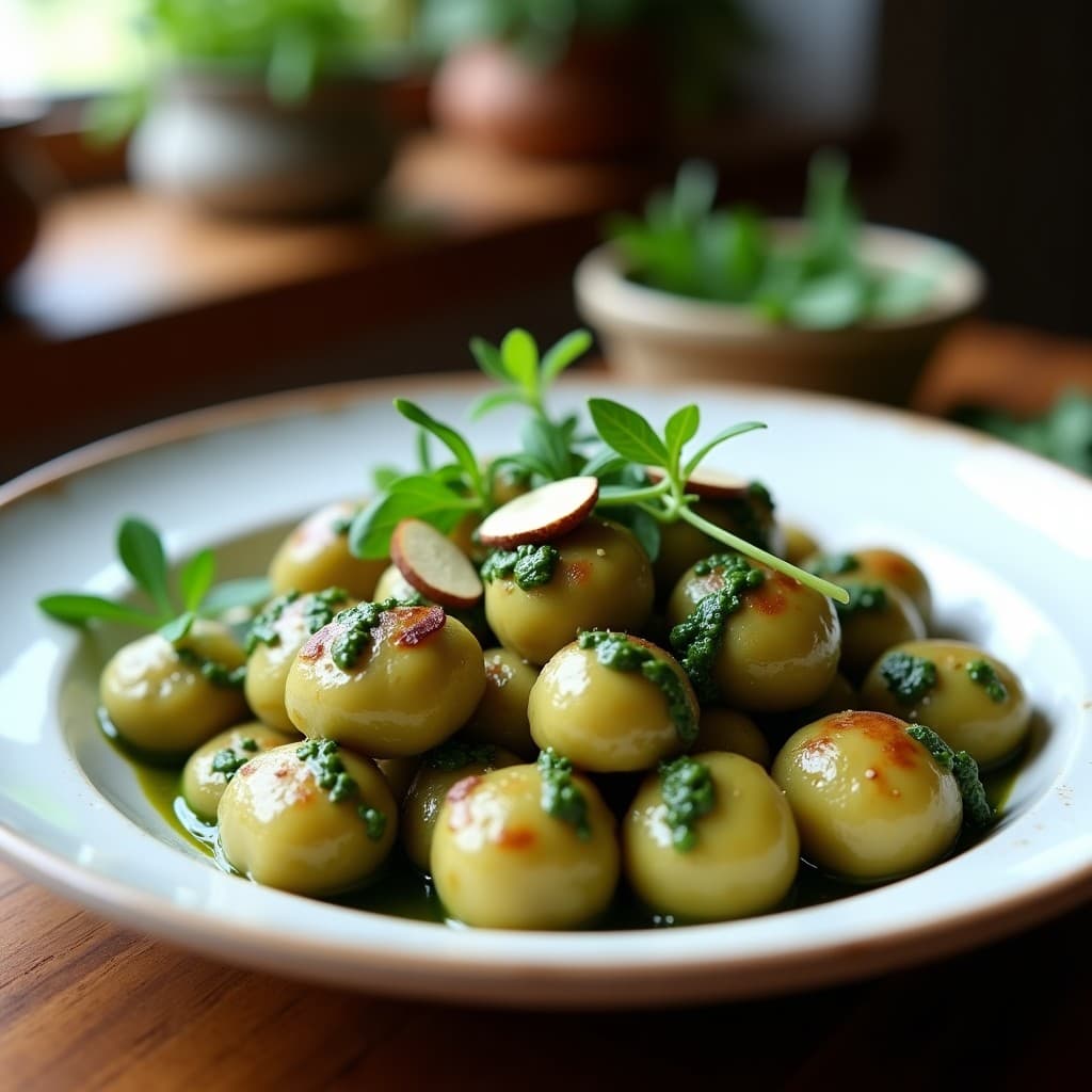 Gnocchi de Ñame y Espinacas con Pesto de Rúcula: Receta Vegana Sin Gluten en Olla Express