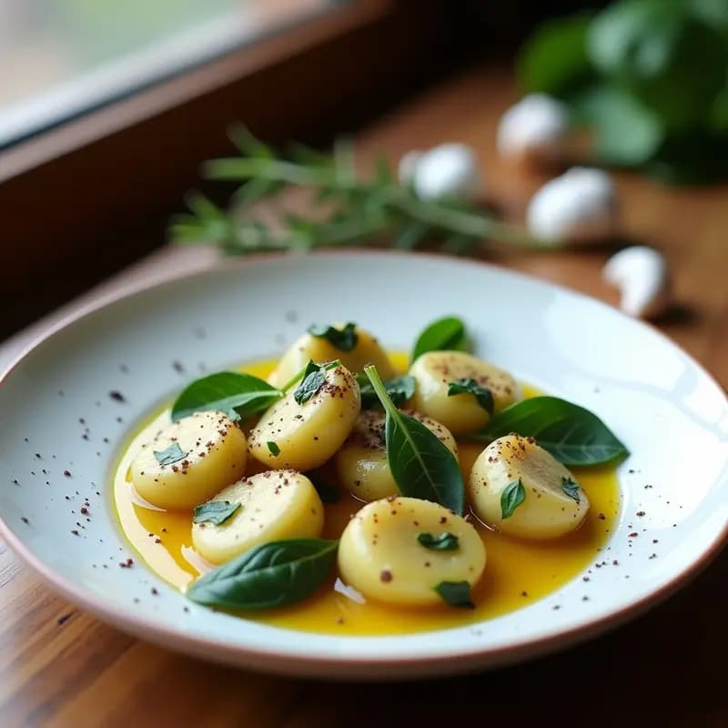 Gnocchi de Ñame y Espinacas: Receta Italiana Vegana con Salsa de Ajo y Aceite