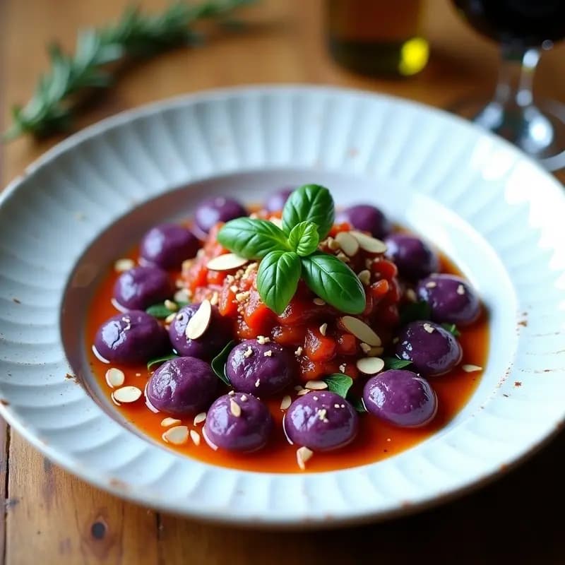 Gnocchi de Ñame Morado y Espinacas: Receta Italiana Vegana y Sin Harina de Trigo