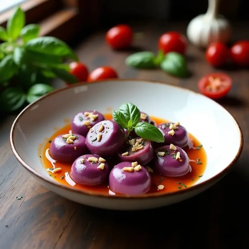 Gnocchi de Ñame Morado y Ricotta de Almendras: Receta Italiana Sin Lactosa