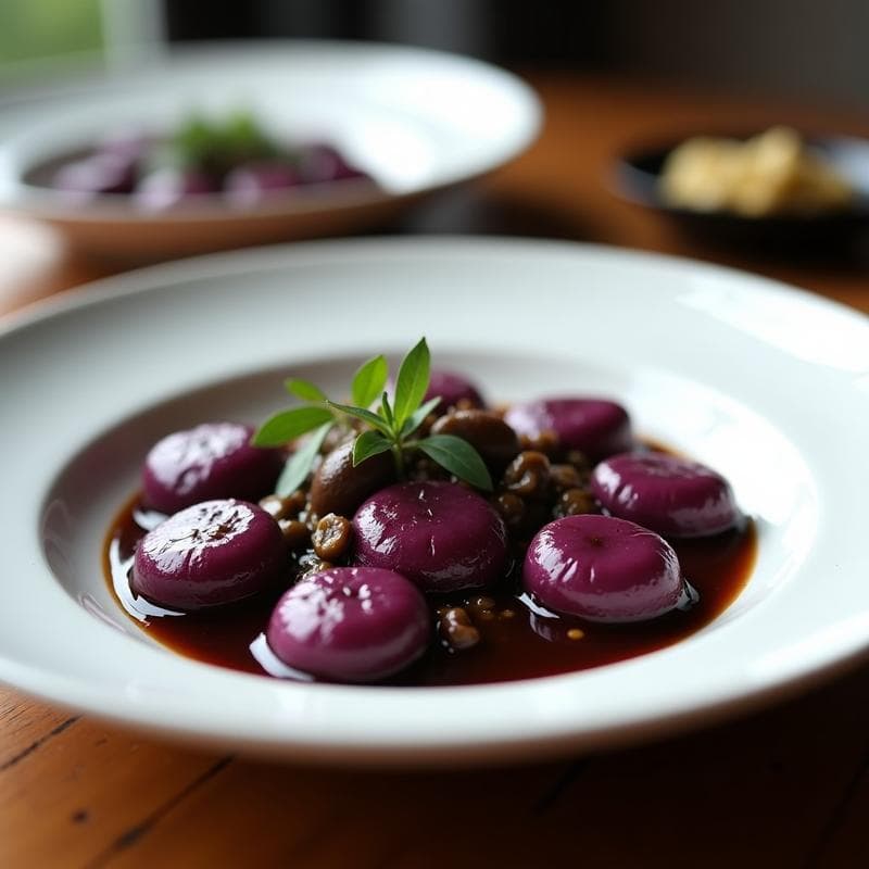 Gnocchi de Ñame Morado con Salsa de Hongos Portobello: Receta Italiana Sin Harina en Thermomix
