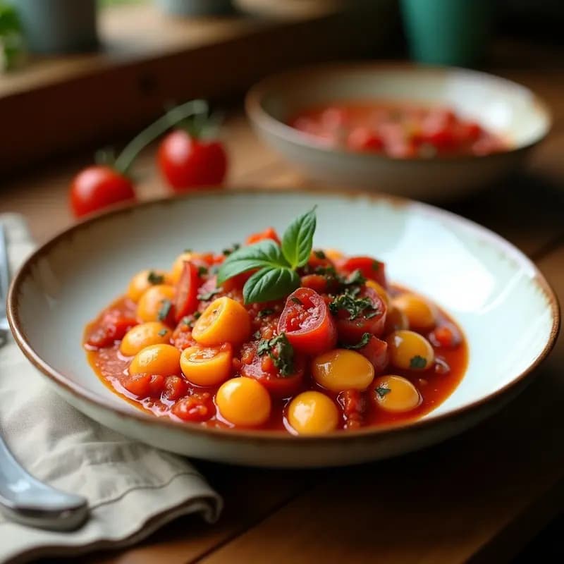 Gnocchi de Ñame Morado con Salsa de Tomates Secos y Albahaca: Receta Italiana Vegana