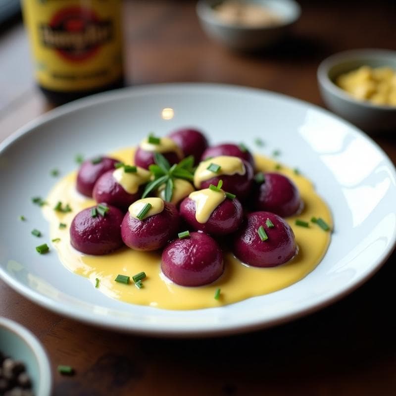 Gnocchi de Remolacha y Ñame: Receta Sin Harina con Salsa de Queso de Anacardos y Mostaza