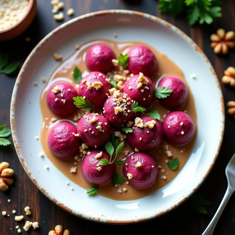 Gnocchi de Remolacha y Queso de Castaña con Salsa de Nueces: Receta Vegana Gourmet