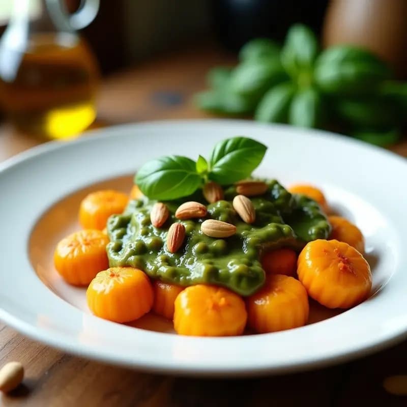 Gnocchis de Boniato y Harina de Almendra con Salsa de Albahaca: Receta Italiana Sin Gluten