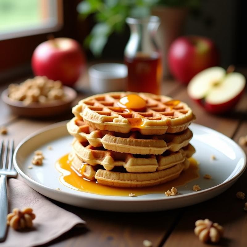 Gofres de Avena y Manzana con Sirope de Arce: Desayuno Canadiense Sin Harina y Crujiente