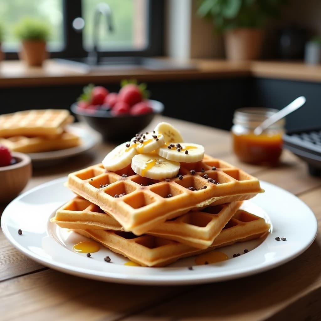 Gofres de Avena y Proteína en Polvo: Desayuno Fitness Sin Harina en Wafflera