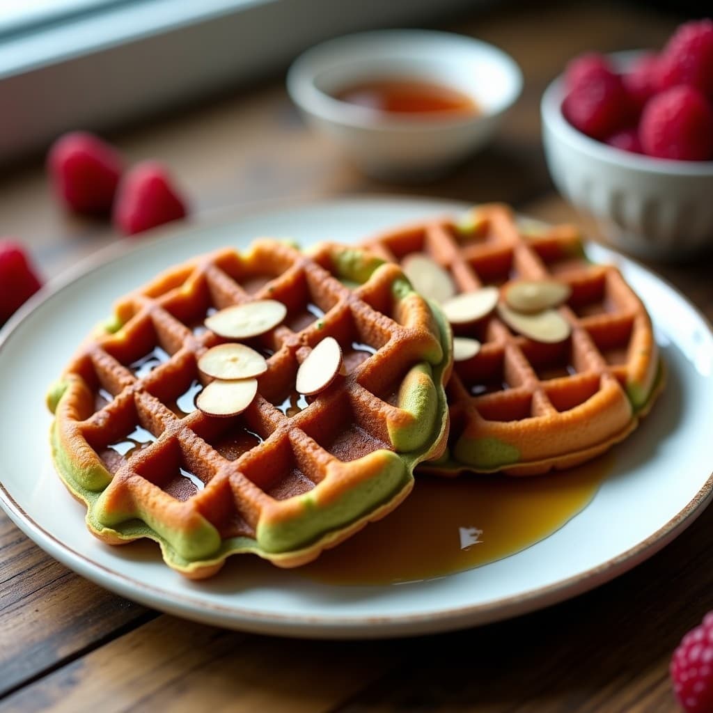 Gofres de Batata Morada y Matcha: Desayuno Vegano Sin Harina en Airfryer