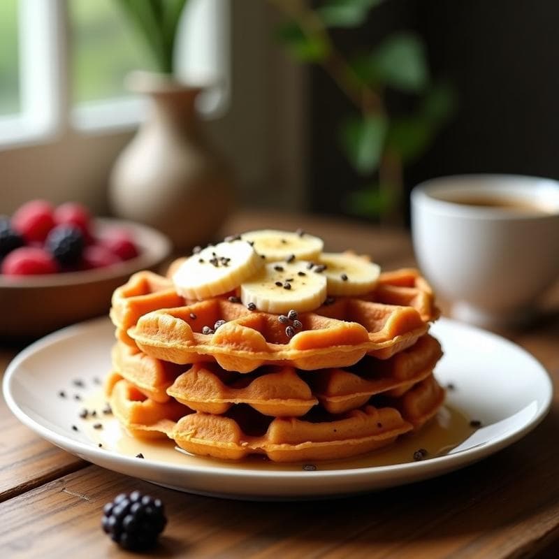 Gofres de Camote y Avena: Desayuno Sin Harina y Alto en Fibra en Airfryer