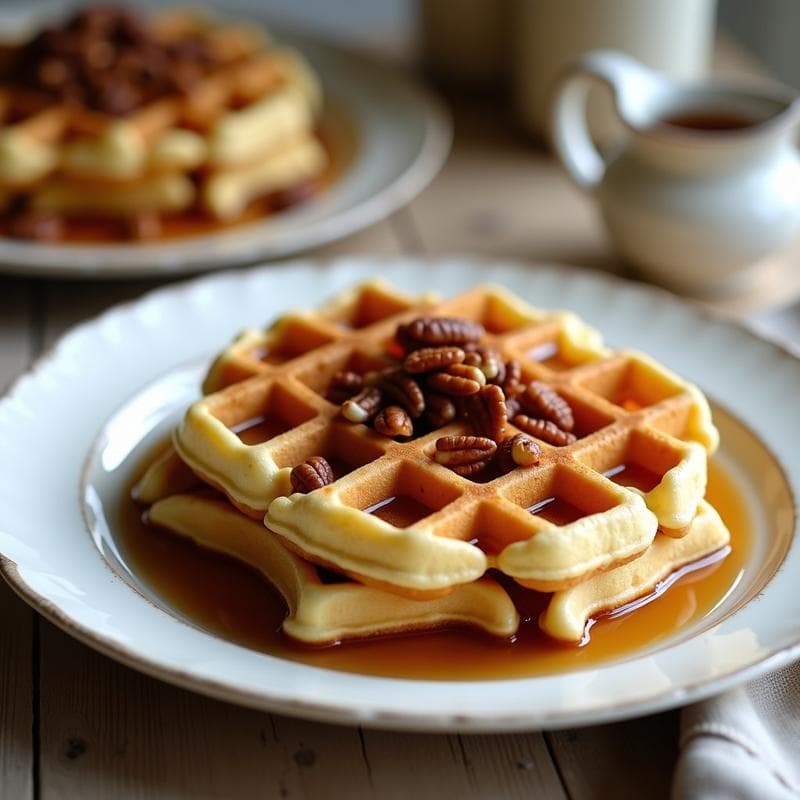 Gofres de Coliflor con Sirope de Arce y Nueces: Desayuno Keto y Crujiente
