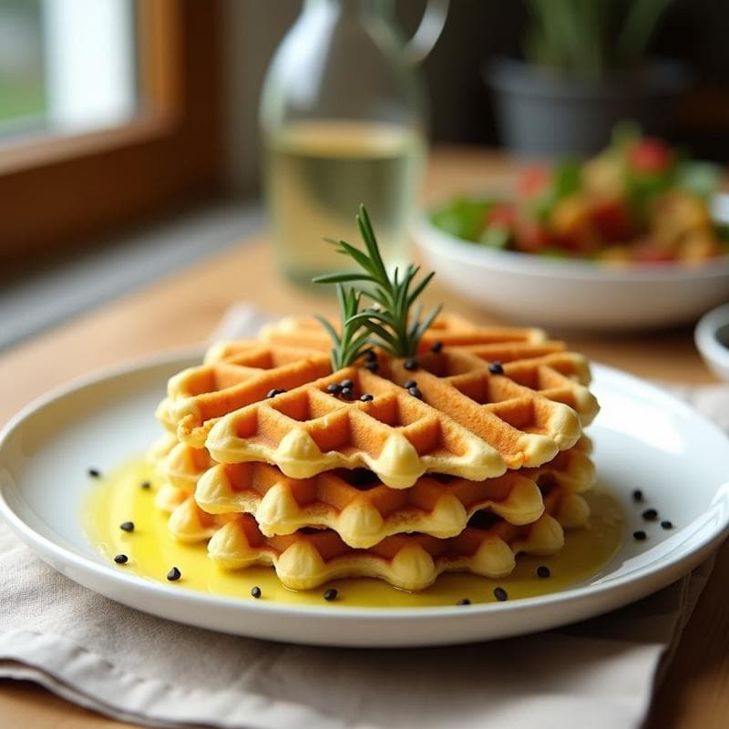 Gofres de Harina de Garbanzo y Romero: Desayuno Salado Vegano en 15 Minutos