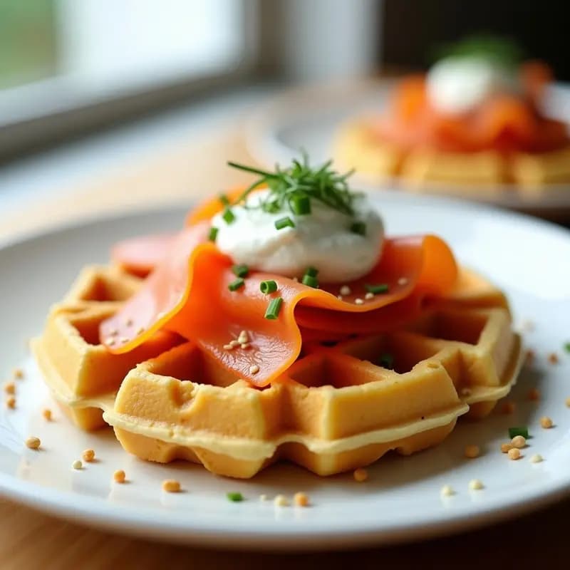 Gofres de Harina de Garbanzo con Salmón Ahumado y Eneldo: Desayuno Keto en Airfryer