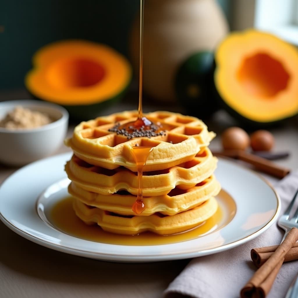 Gofres de Harina de Castaña y Calabaza Kabocha: Desayuno Keto Sin Harina en Airfryer
