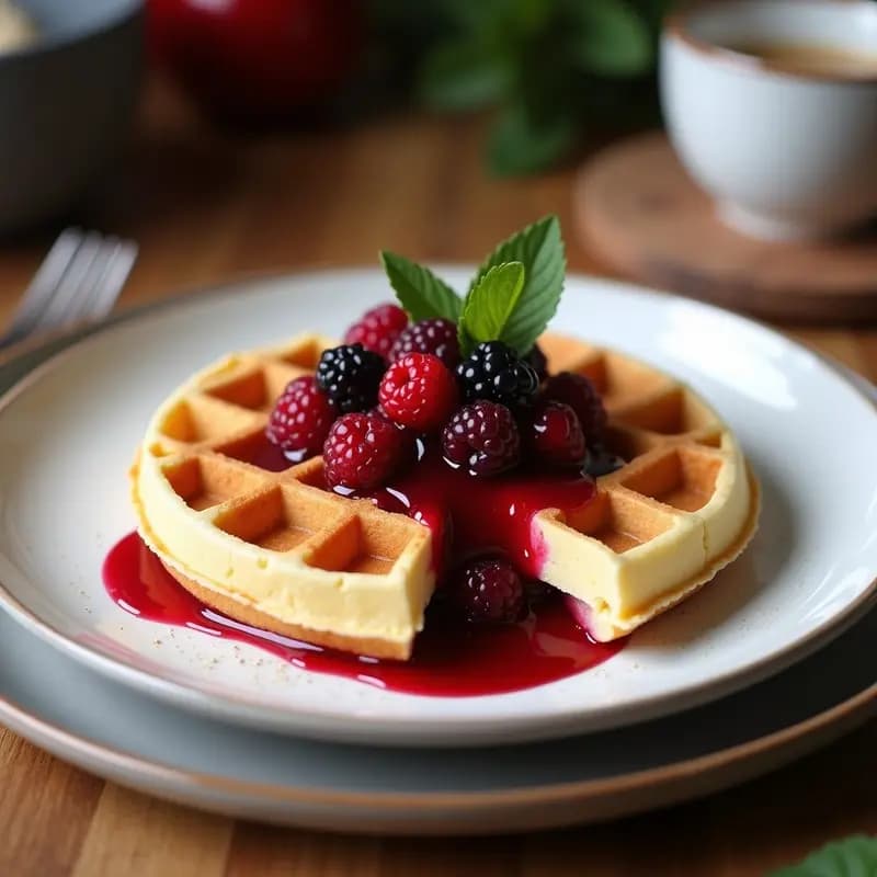 Gofres de Harina de Coco con Compota de Frutos Rojos: Postre Keto en Airfryer